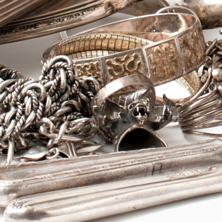 Silver trays and cutlery