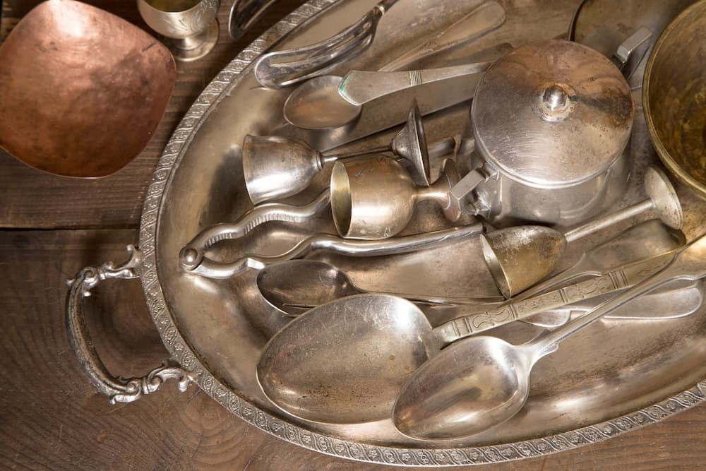 Visibly tarnished sterling  silverware
